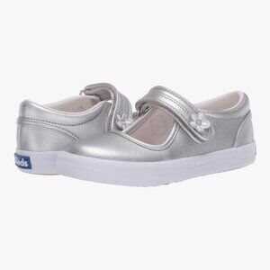 Keds toddler sz 5.5 Silver mary Jane’s with Floral Detail
